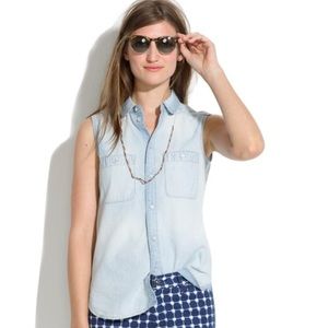 Sleeveless Chambray Shirt